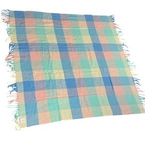 Vintage Chatham pastel blanket / throw with fringe ends New Made in USA
